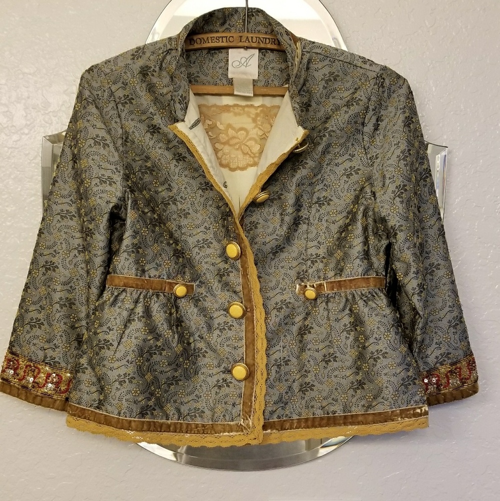 Boho brocade cropped blazer